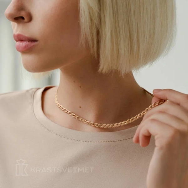 Цепь из красного золота 585, плетение «Ромб тройной»